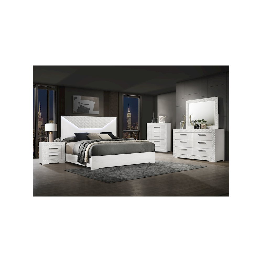 Ives 5-piece Queen Bedroom Set White High Gloss