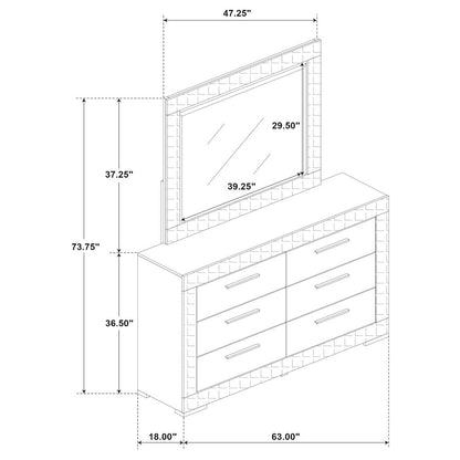 Ives 6-drawer Dresser and Mirror White High Gloss
