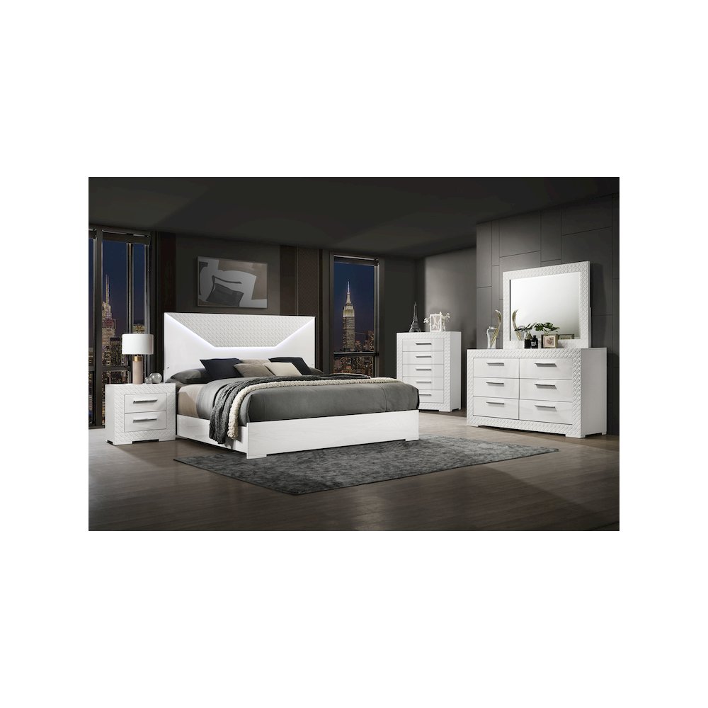 Ives 6-drawer Dresser and Mirror White High Gloss