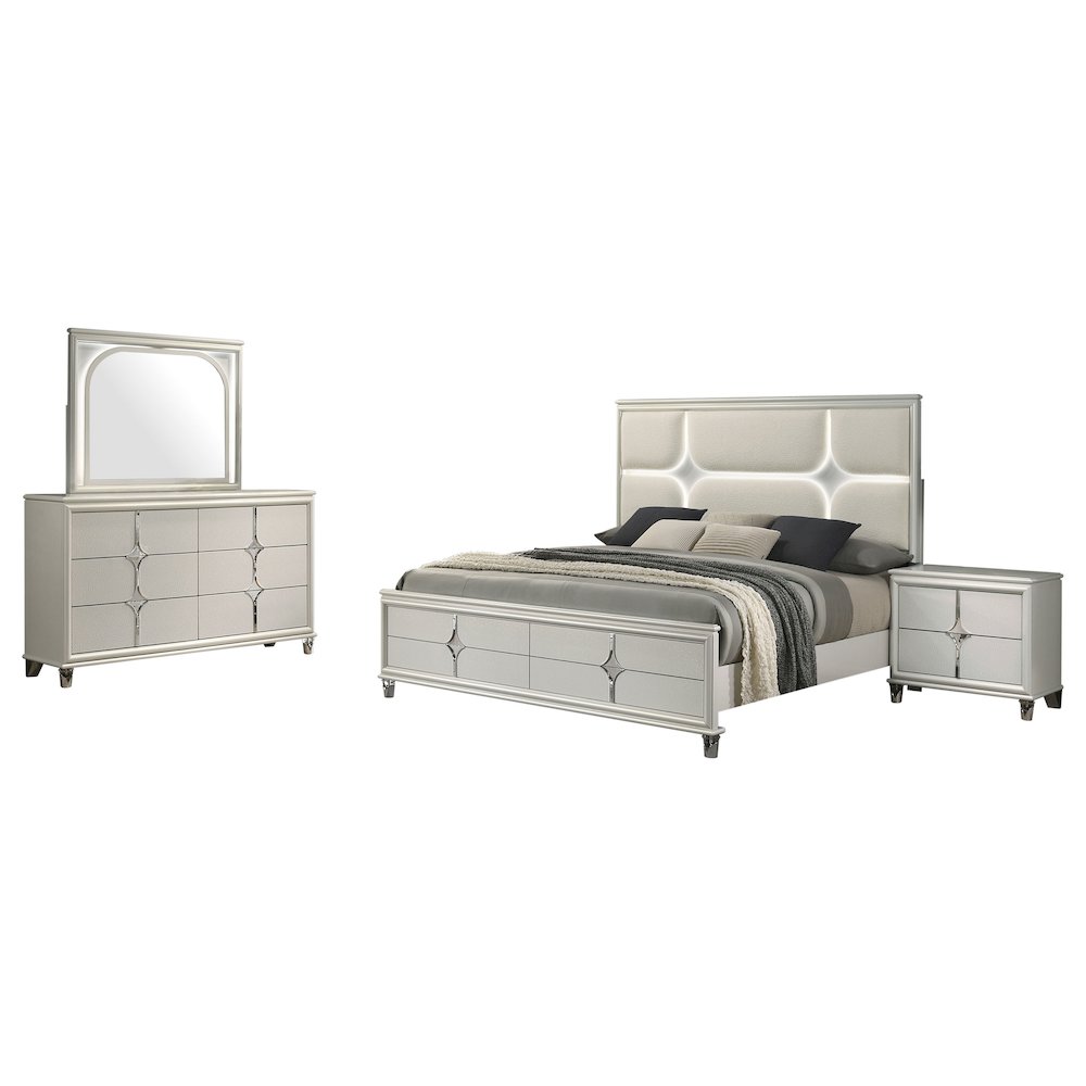 Olivia 4-piece Queen Bedroom Set Pearl White