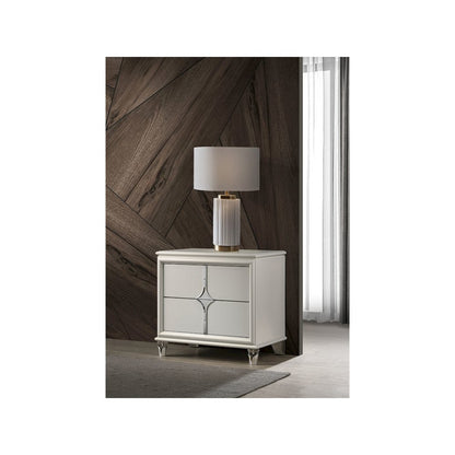 Olivia 2-drawer Nightstand Bedside Table Pearl White