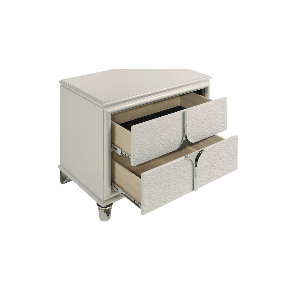 Olivia 2-drawer Nightstand Bedside Table Pearl White