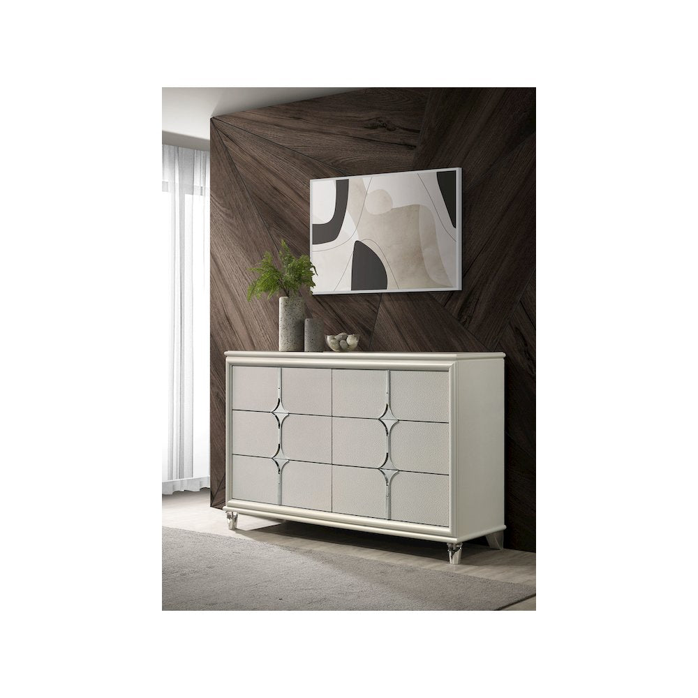 Olivia 6-drawer Dresser Cabinet Pearl White