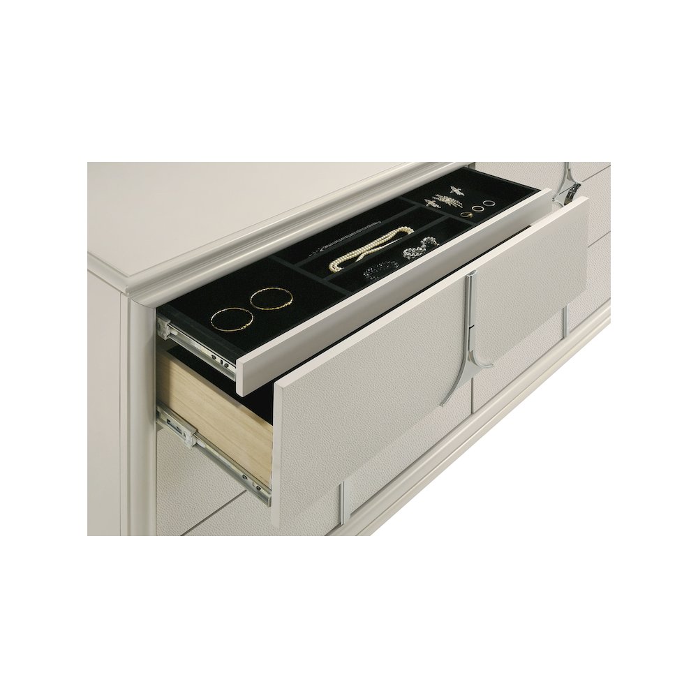 Olivia 6-drawer Dresser and LED Mirror Pearl White