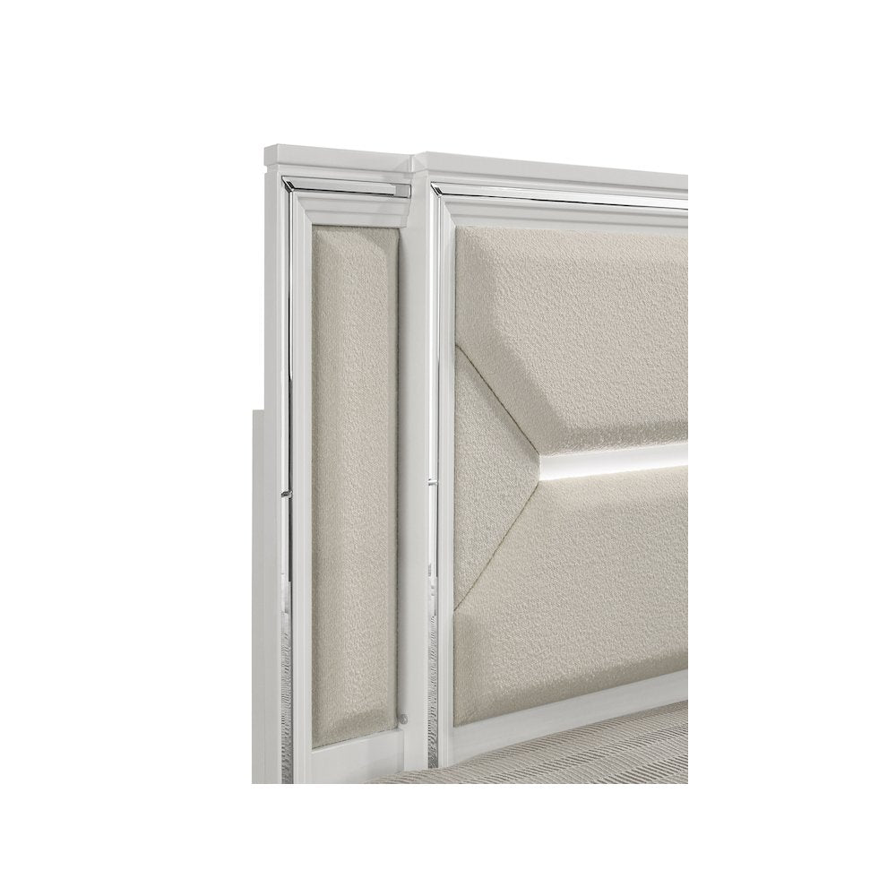 Marmore 64-inch Queen Panel Bed LED Headboard White