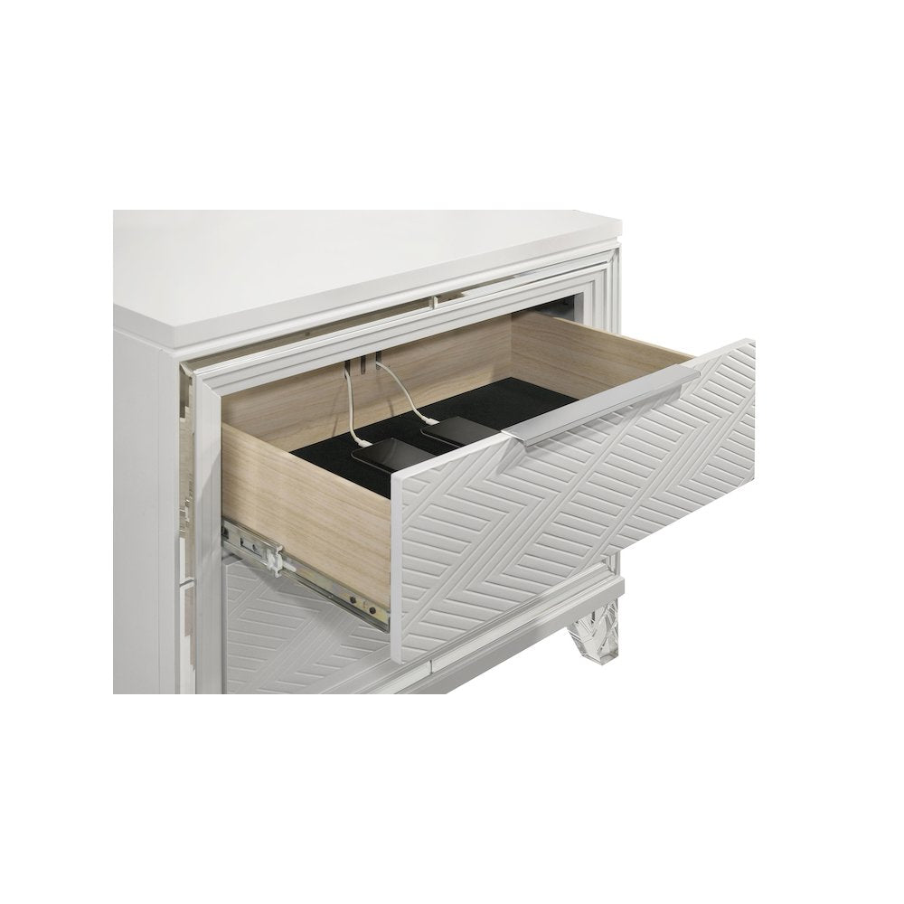 Marmore 2-drawer Nightstand Bedside Table White