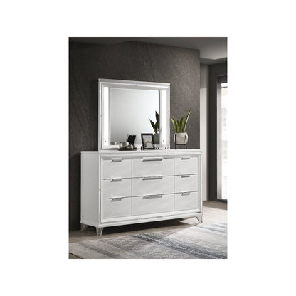Marmore 9-drawer Dresser and LED Mirror White