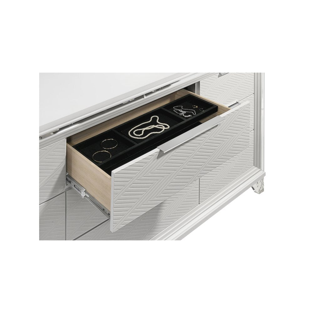 Marmore 9-drawer Dresser and LED Mirror White
