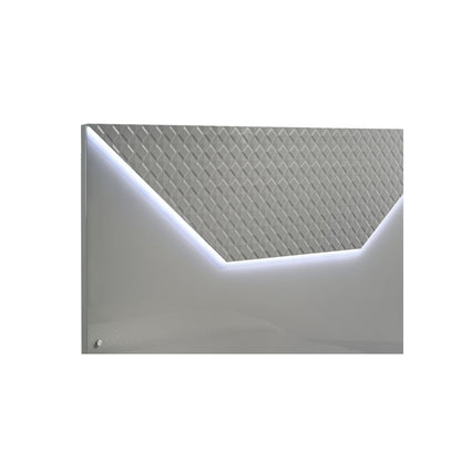 Ives Queen Panel Bed LED Headboard Grey High Gloss