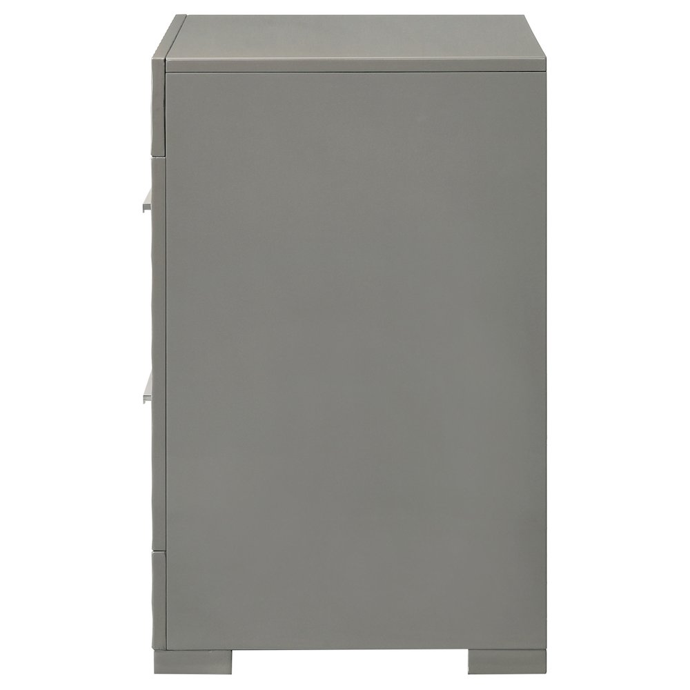 Ives 2-drawer Nightstand Bedside Table Grey High Gloss