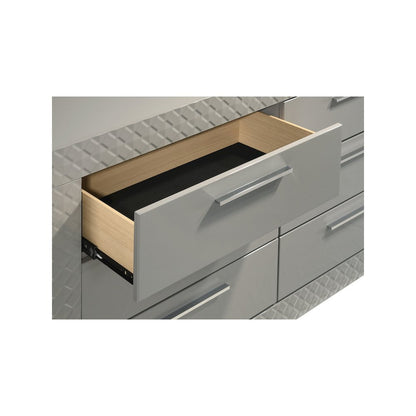 Ives 6-drawer Dresser and Mirror Grey High Gloss