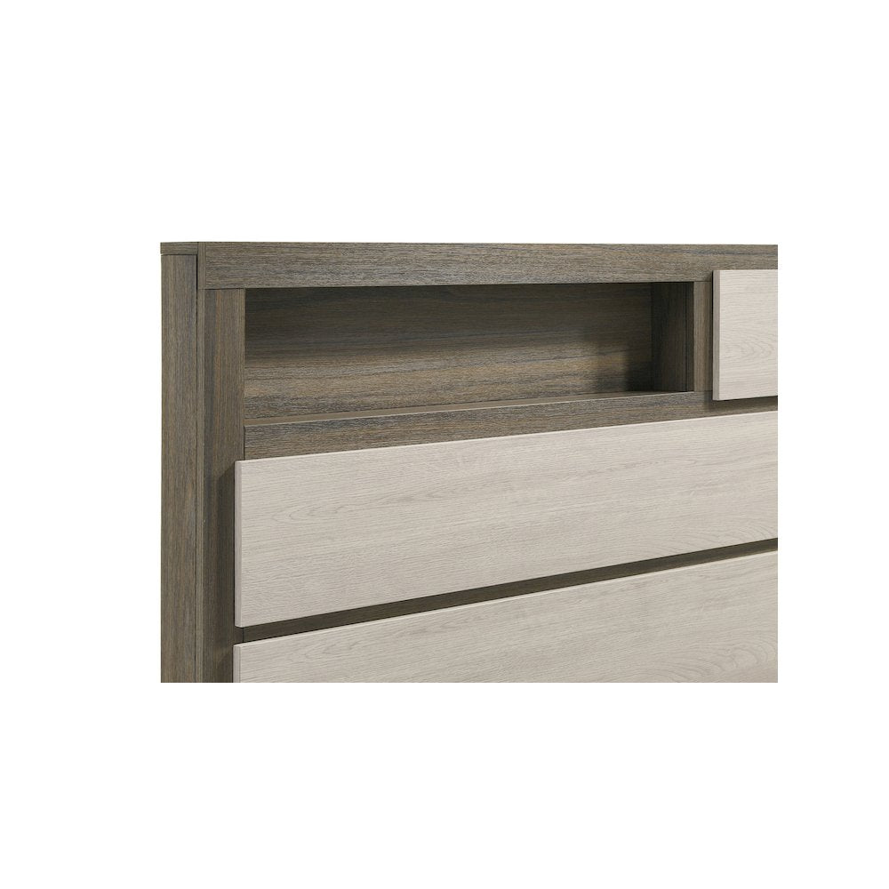 Fenwick Eastern King Bed Bookcase Headboard Grey Oak