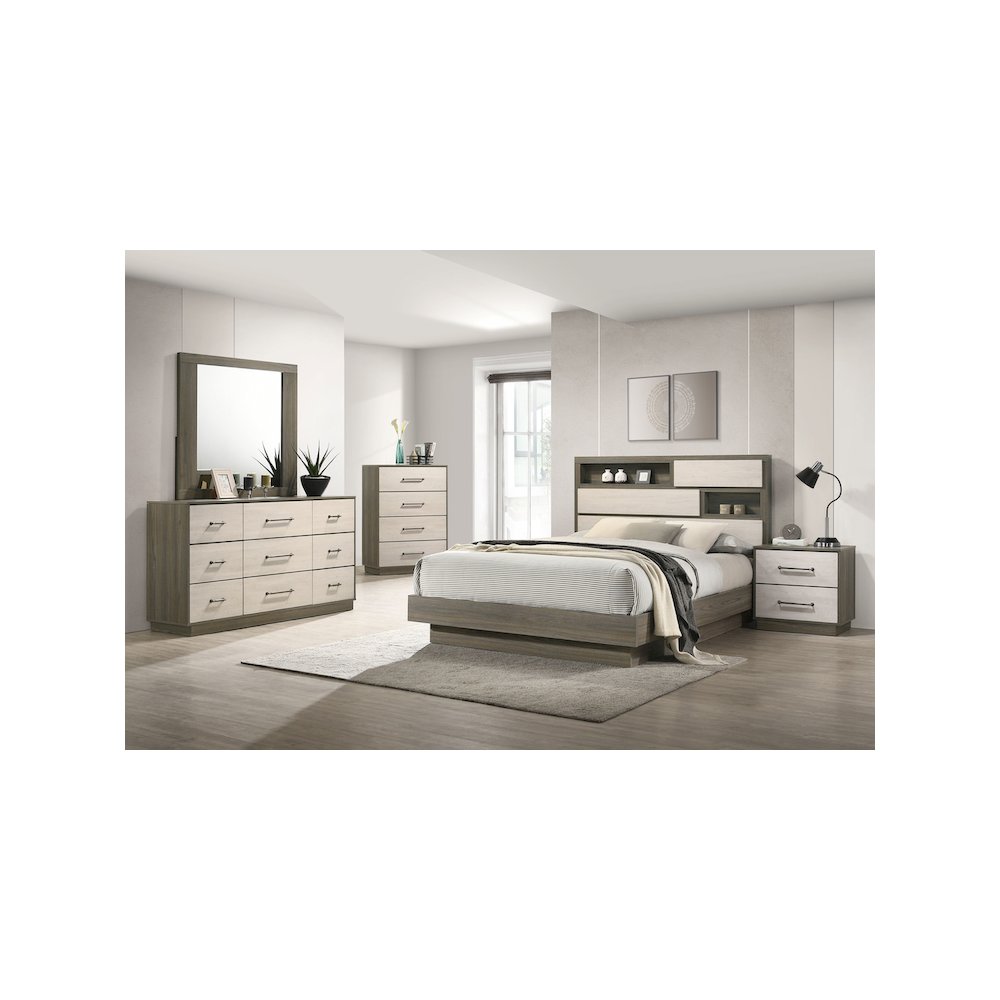 Fenwick 2-drawer Nightstand Bedside Table Grey Oak