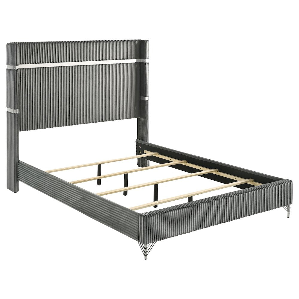 Lucia 61-inch Upholstered Queen Wingback Bed Grey