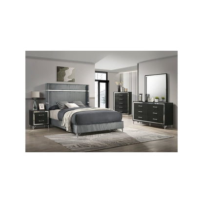 Lucia 61-inch Upholstered Queen Wingback Bed Grey