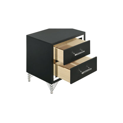 Lucia 2-drawer Nightstand Bedside Table Black