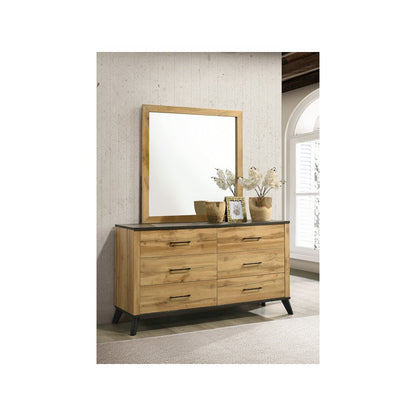 Kaywood 6-drawer Dresser and Mirror Natural Pine