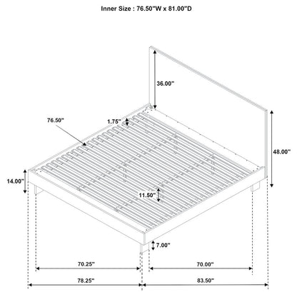 Glenwood 48-inch Eastern King Platform Panel Bed Warm Brown