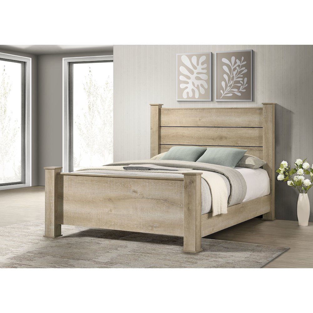 Oakglen 55-inch Eastern King Panel Bed Weathered Oak