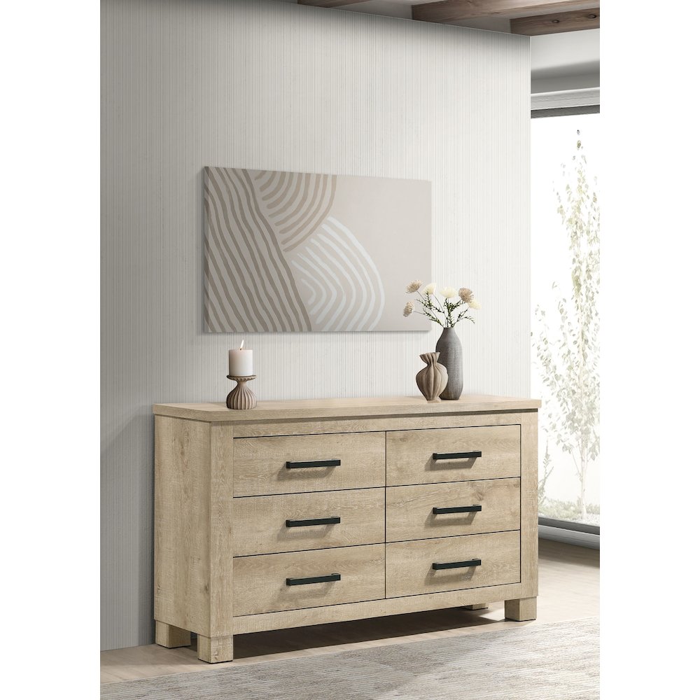 Oakglen 6-drawer Bedroom Dresser Weathered Oak