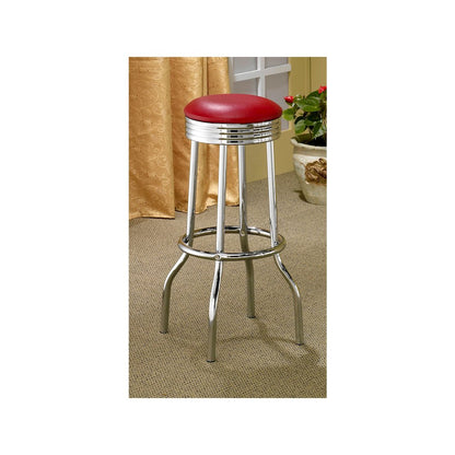 Retro Upholstered Metal Swivel Bar Stool Red (Set of 2)