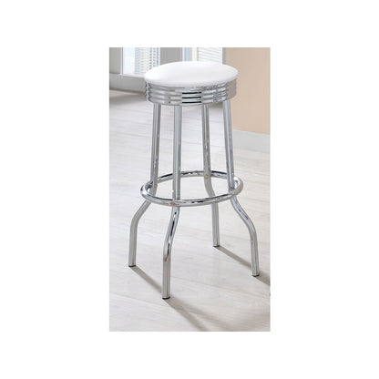 Retro Upholstered Metal Swivel Bar Stool White (Set of 2)