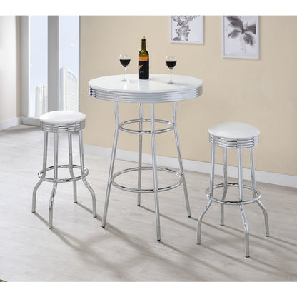 Retro 3-piece Round 1950s Bistro Pub Bar Table Set White