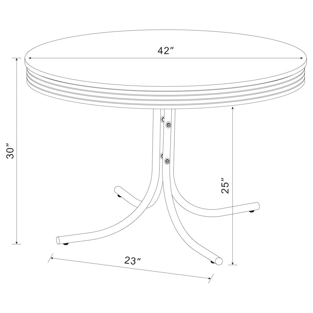 42-inch Round Dining Table with White MDF Top and Chrome Metal Base