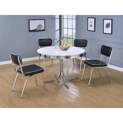 Retro Round 42-inch Wood Top Dining Table White and Chrome