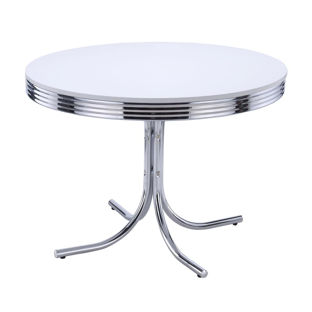 Sleek Round Dining Set Featuring 5 Pieces in Glossy White and Black Finish
