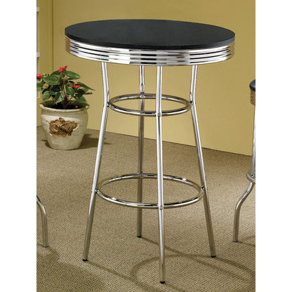Retro Round 30-inch 1950's Bistro Pub Height Bar Table Black
