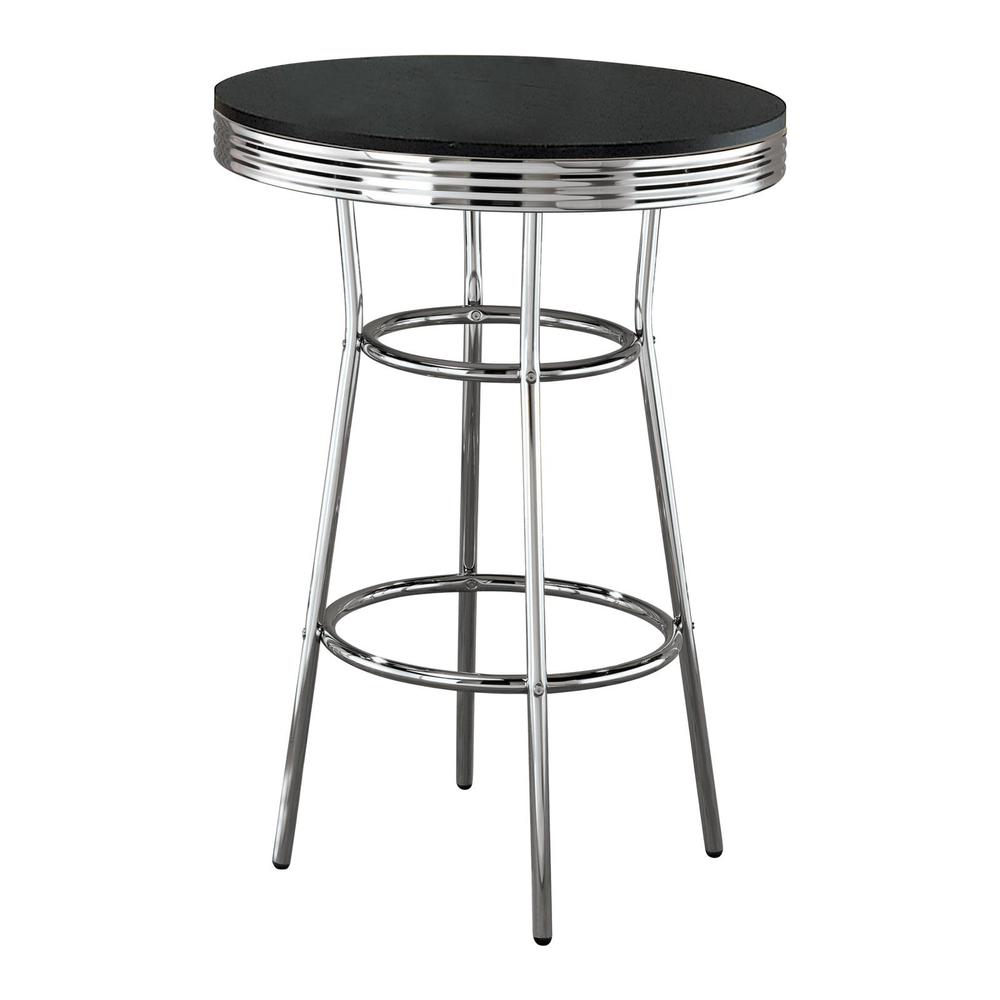 Round Bar Table with Chrome Base, Pub Table for Kitchen and Dining