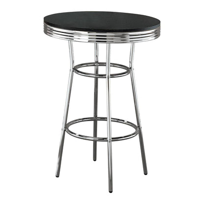 Round Bar Table with Chrome Base, Pub Table for Kitchen and Dining