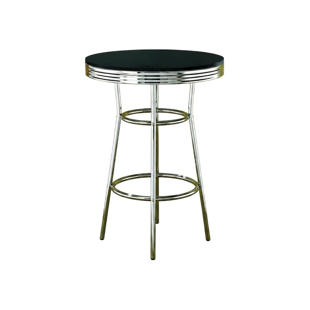 Metal Round Pub Bar Table with Retro Bistro Bar Stools Set, Black