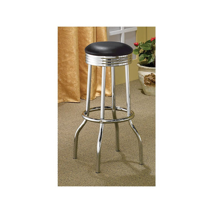 Retro Upholstered Metal Swivel Bar Stool Black (Set of 2)