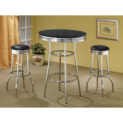 Retro Upholstered Metal Swivel Bar Stool Black (Set of 2)