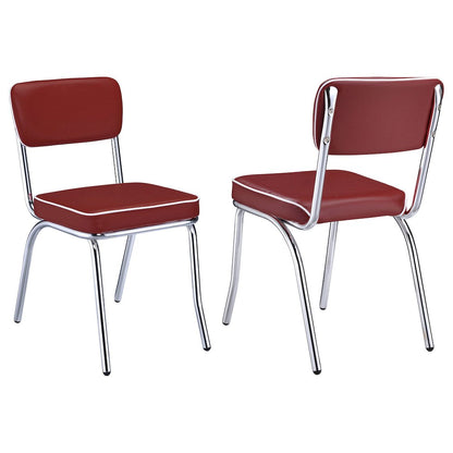Retro Upholstered Dining Side Chair Red (Set of 2)