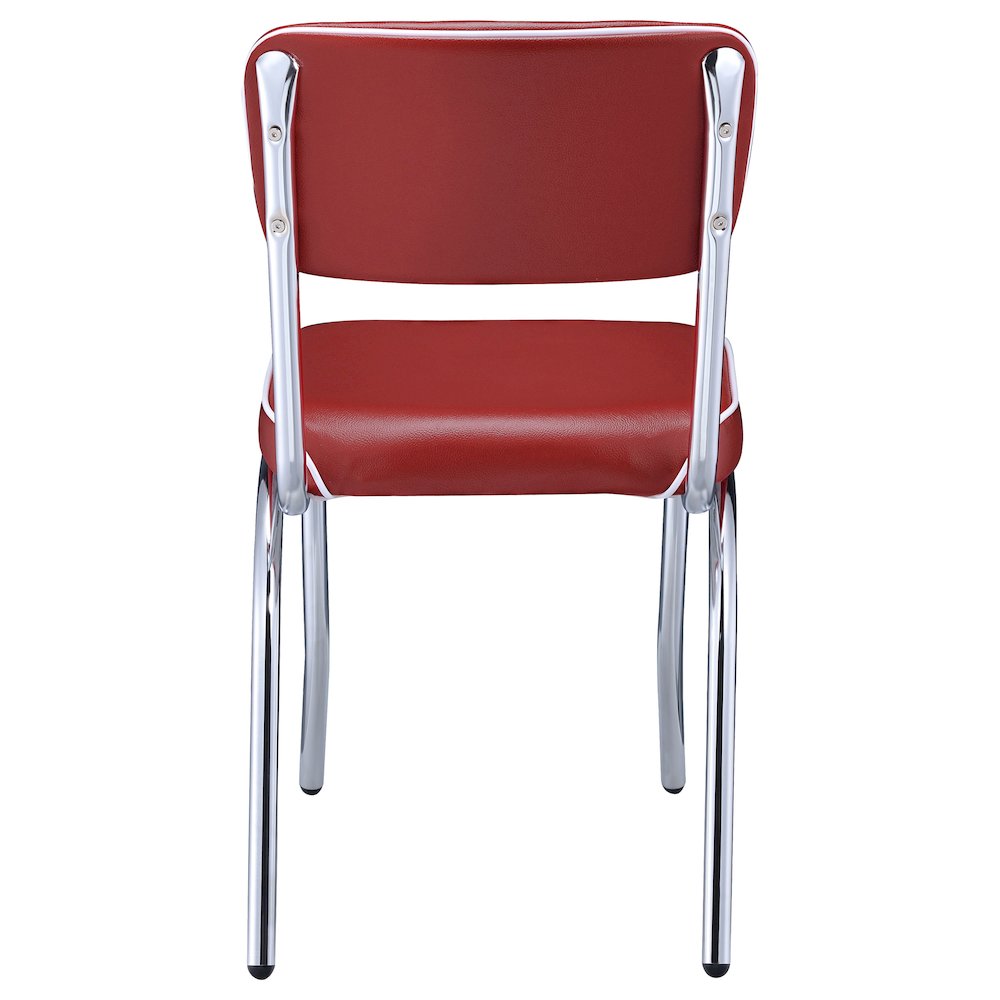 Retro Upholstered Dining Side Chair Red (Set of 2)