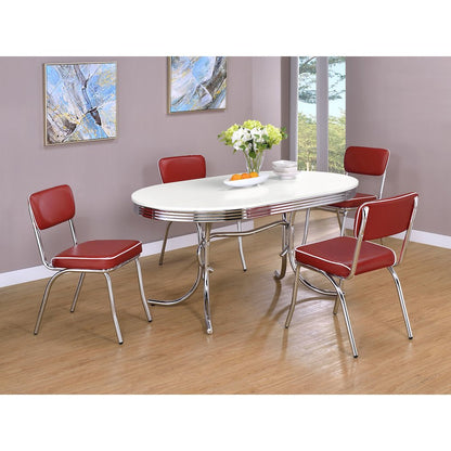 Retro Upholstered Dining Side Chair Red (Set of 2)
