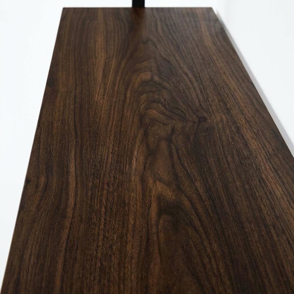 Walnut Wall Bookshelf with Six Shelves and Transitional Style