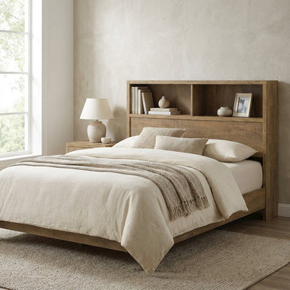 Full Headboard Mango with 49-Inch Bookcase and Plastic Glide Contemporary Design