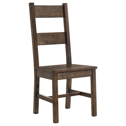 Rustic Golden Brown Wood Dining Side Chair Set of 2, Farmhouse Style