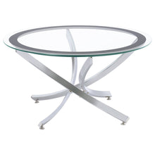 Modern Round Coffee Table, Tempered Glass Top, Chrome Metal Base, Stylish Design