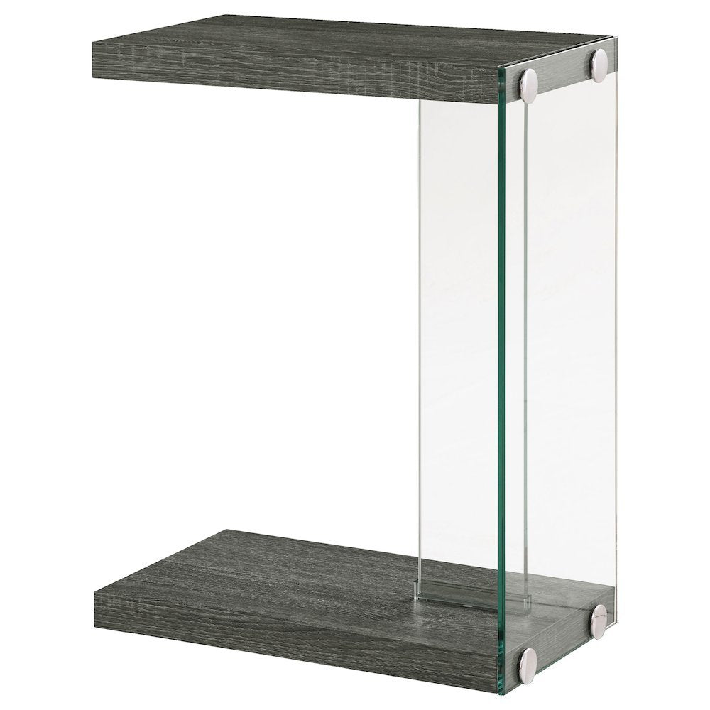 C-Shaped Side Table, Weathered Grey, Contemporary Snack Table