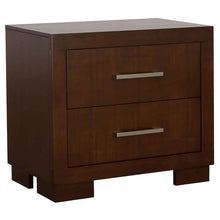 2-Drawer Cappuccino Nightstand - Sleek Metal Pulls and Compact Bedroom Storage