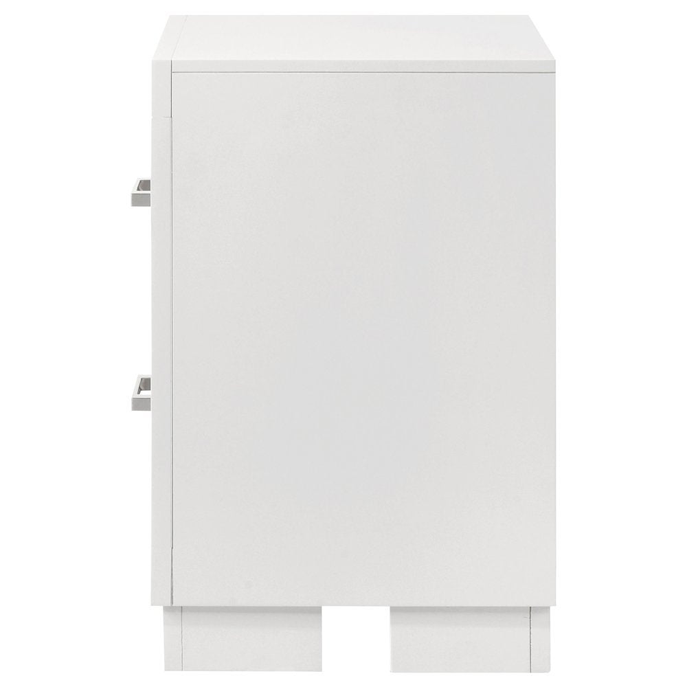 2-Drawer Cream White Nightstand with Elegant Design and Smooth Storage Drawers
