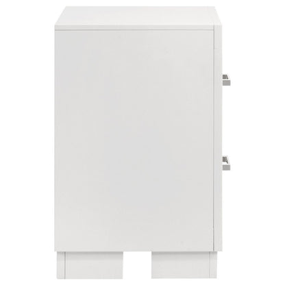 2-Drawer Cream White Nightstand with Elegant Design and Smooth Storage Drawers