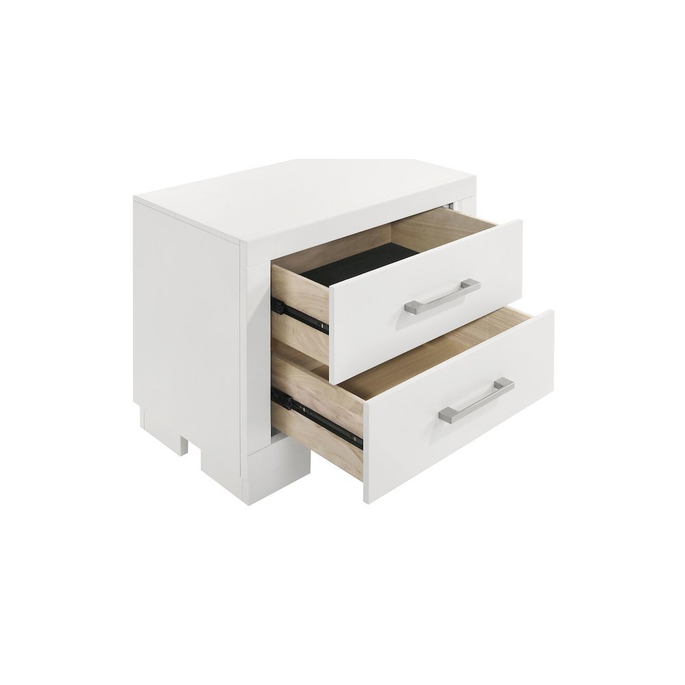 2-Drawer Cream White Nightstand with Elegant Design and Smooth Storage Drawers