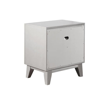 Gray Nightstand with Two Storage Drawers, Wood Bedroom Furniture, Modern Accent