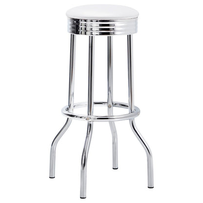 White Swivel Bar Stools - Modern Upholstered Metal Barstools, Set of 2